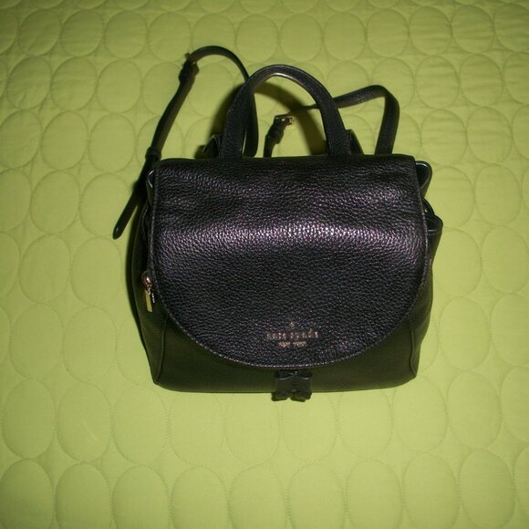 Kate Spade Leila Black Pebbled Leather Backpack/Purse main image 12